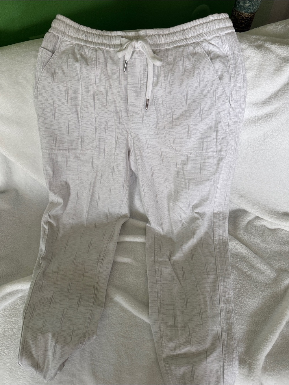 Athleta White Textured Drawstring Track Pants